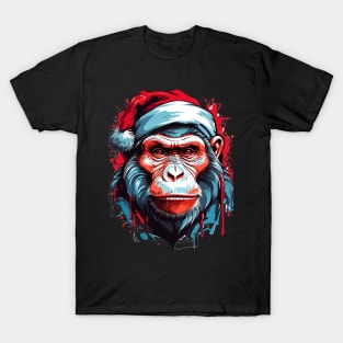 Gorilla Christmas with Santa Hat T-Shirt